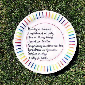 ‘‘Kindness in Cumbria’ poem plate by Katie, Penrith